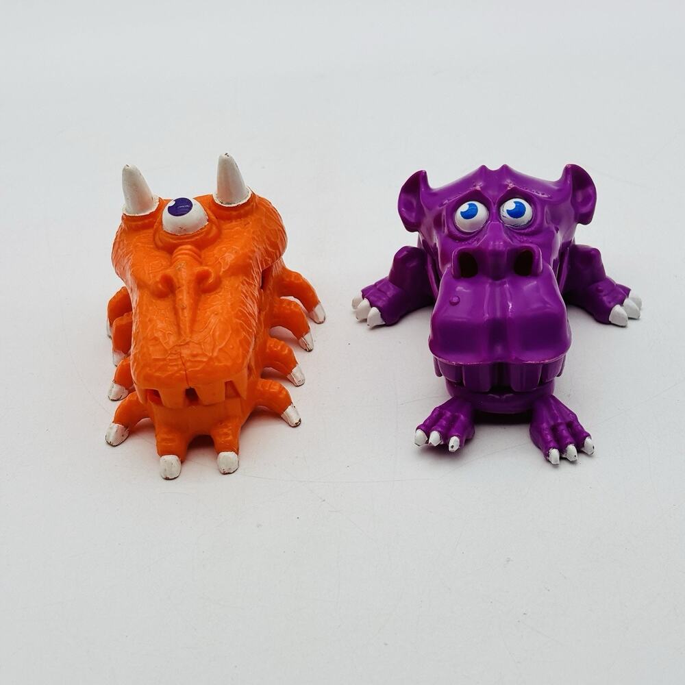 Vintage 1987 REAL GHOSTBUSTERS Mini Traps Monsters - Orange Clap & Purple Snap